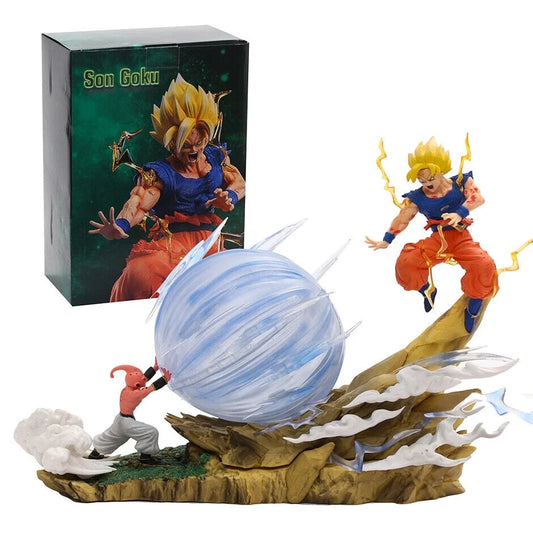 New Anime Dragon Ball Z Son Goku Vs Majin Buu Figure Gk Statue Action Toy 9"